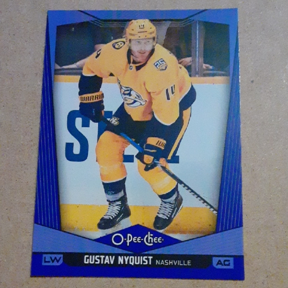 O-Pee-Chee Blue Parallel Hockey Card - Gustav Nyquist